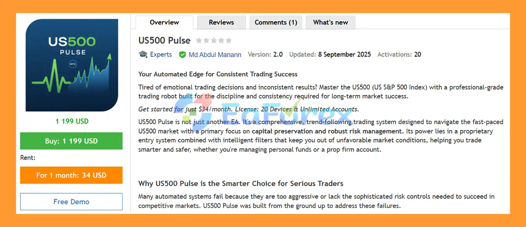 US500 Pulse EA MT5 Overview