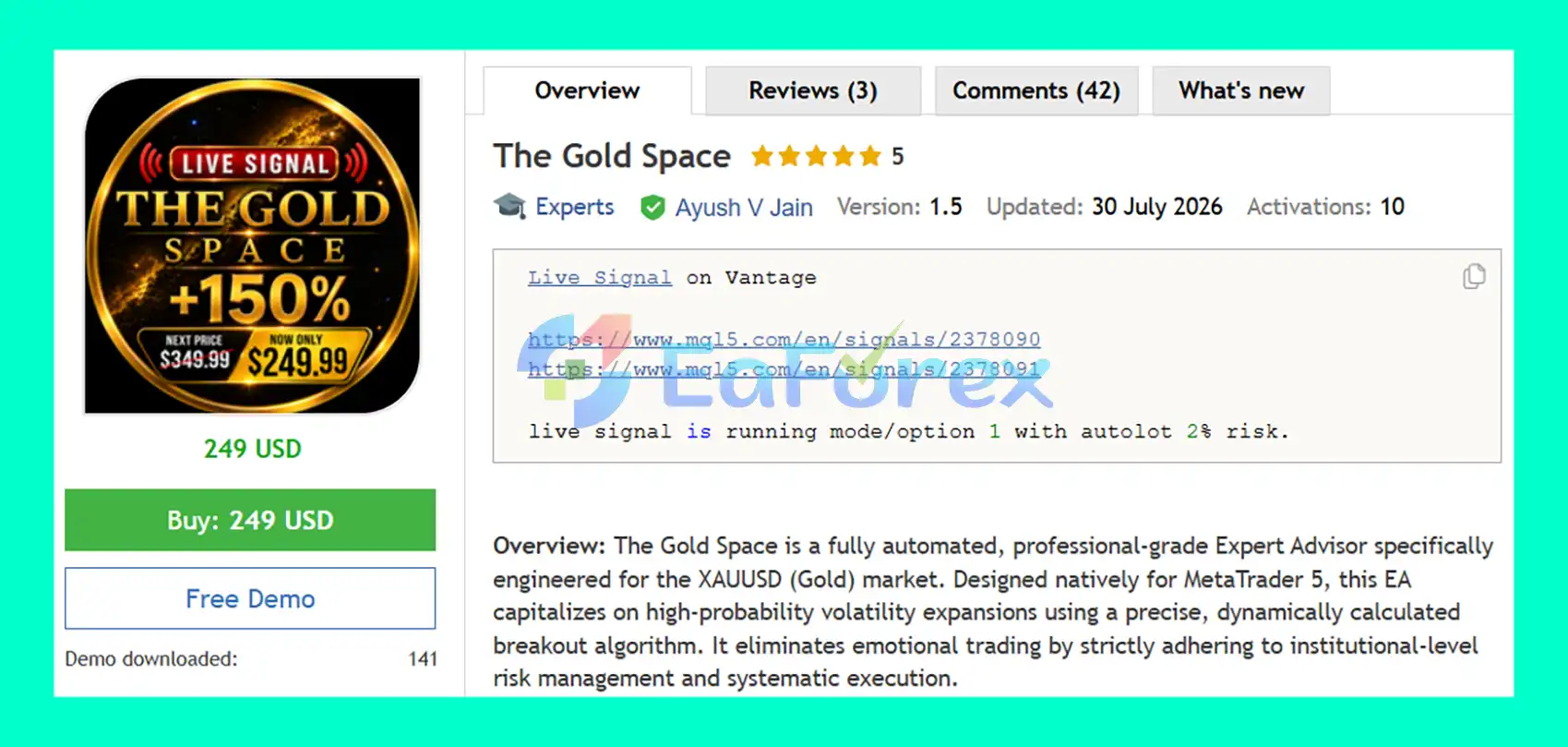 The Gold Space EA MT5 Overview
