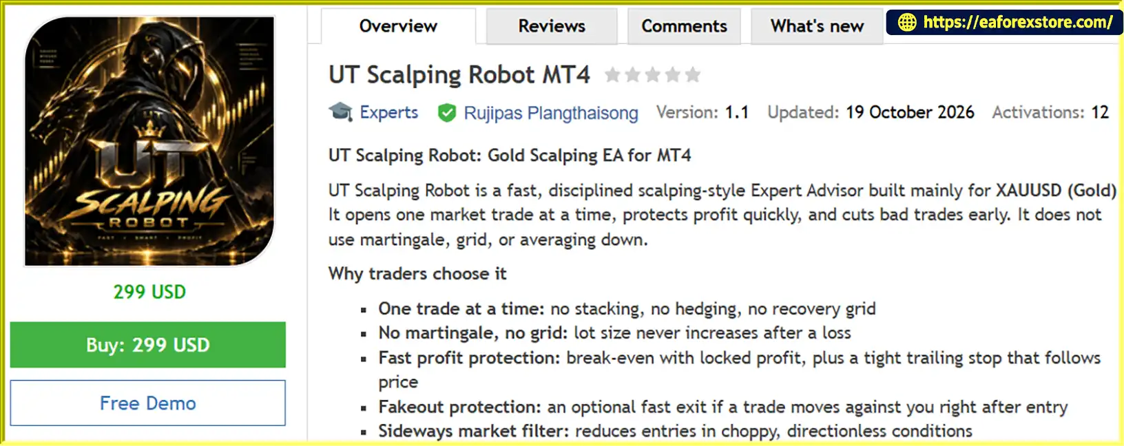 UT Scalping Robot MT4 Overview