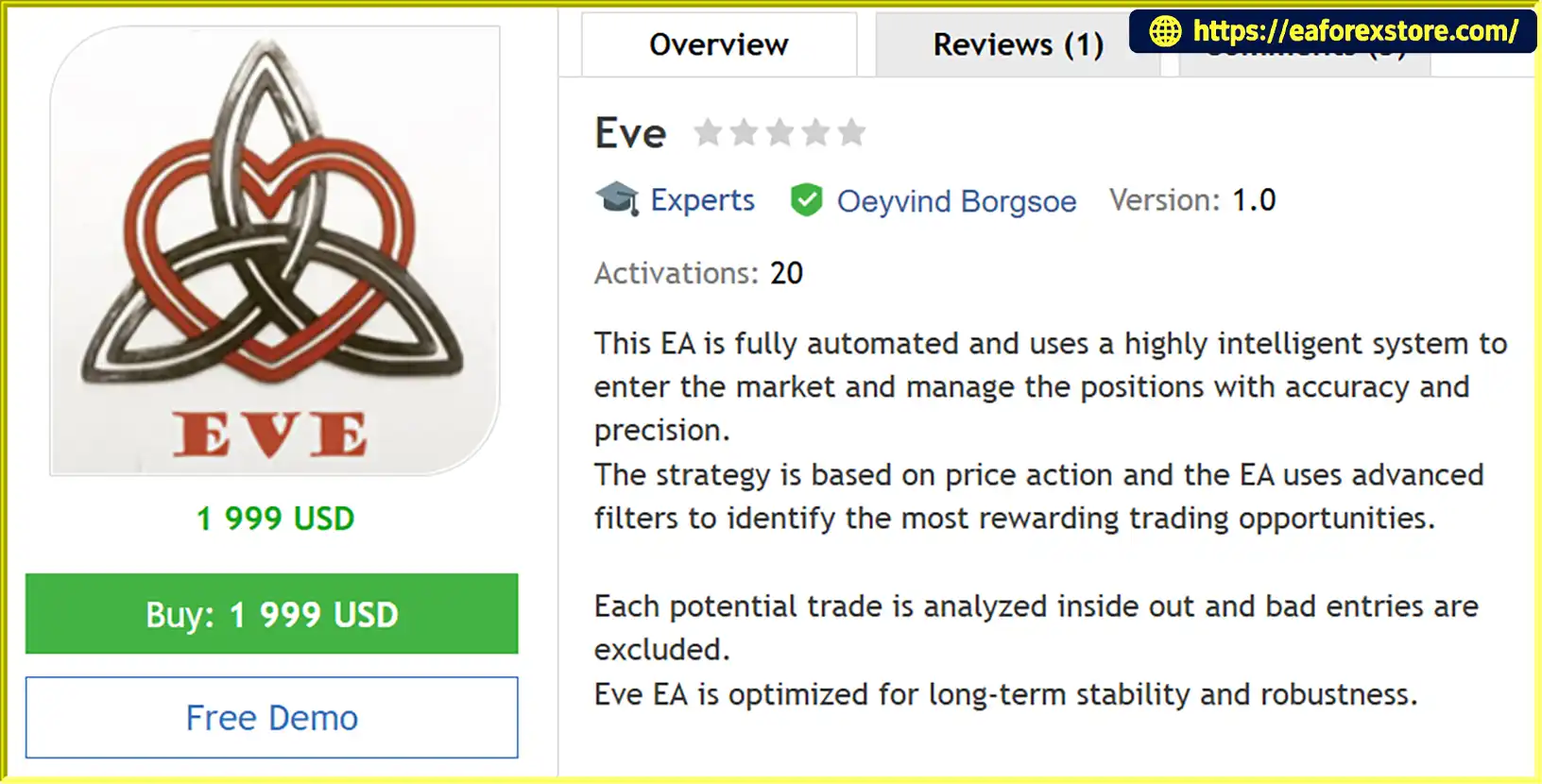 Eve EA MT4 Overview