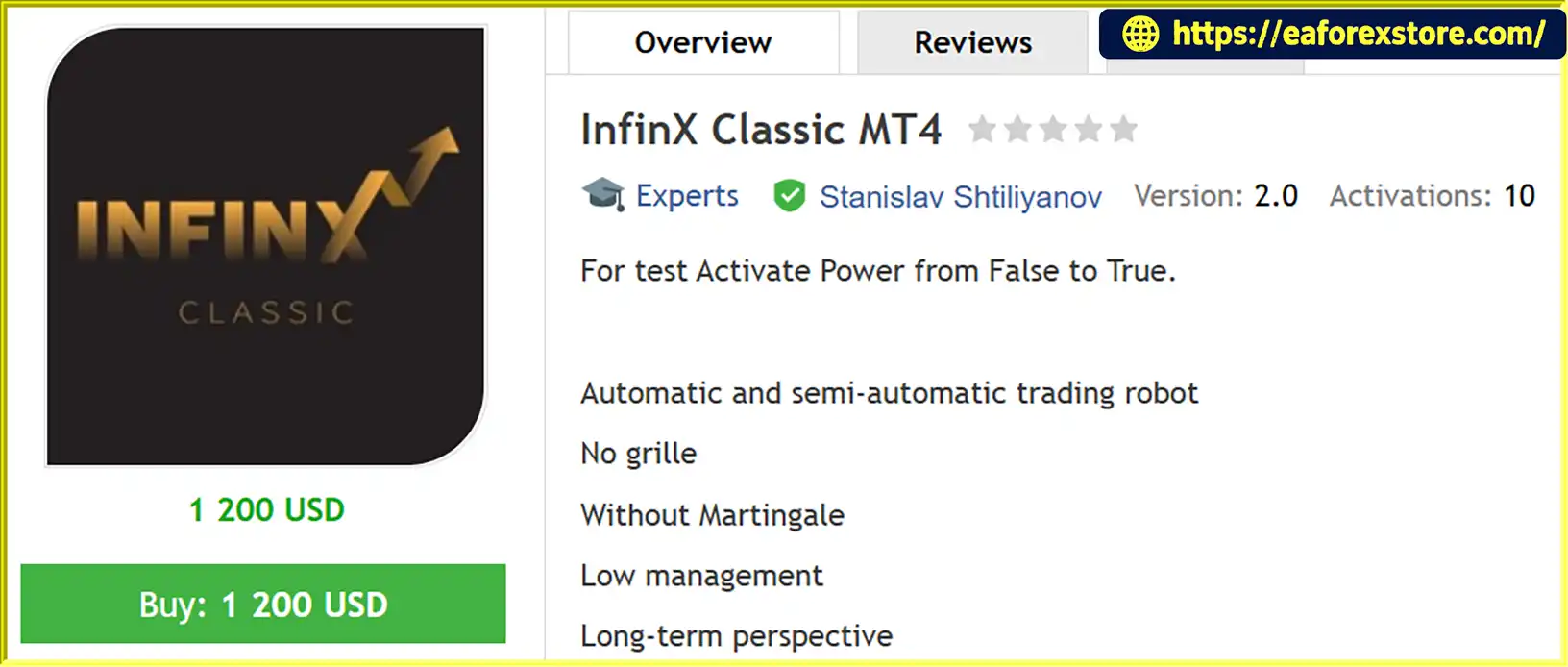 InfinX Classic MT4 Overview